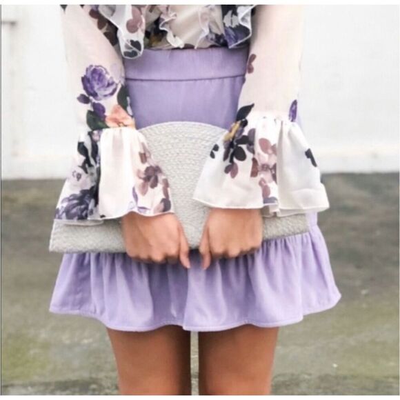 J. Crew Womens Size Mec Skirt Peplum Mini Velvet Thistle Purple Lavender - Picture 2 of 8